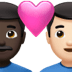 👨🏿‍❤️‍👨🏻 couple with heart: man, man, dark skin tone, light skin tone display on Apple